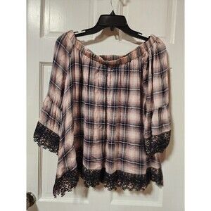 Hazel Women's Cute Sexy Off Shoulder Lace  Blouses Long Sleeve Top Size Medium